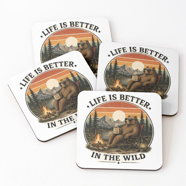 Item preview, Life Is Better In The Wild Vintage Camping Bear  designed and sold by UrbanComet.