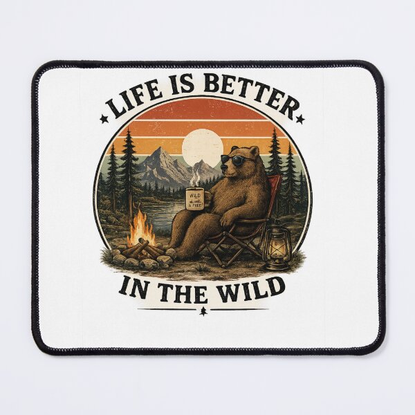 Item preview, Life Is Better In The Wild Vintage Camping Bear designed and sold by UrbanComet.