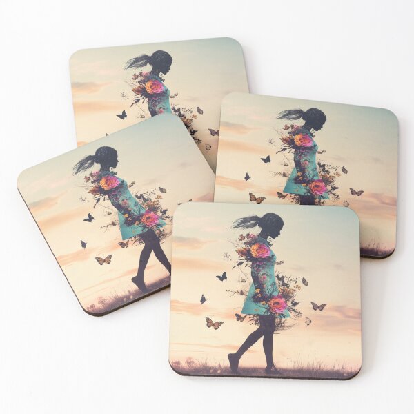 Item preview, Vintage Girl Silhouette Made of Flowers and Butterflies  designed and sold by Soft Oddity.
