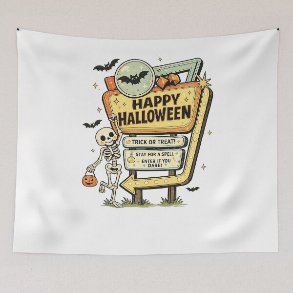 Item preview, Happy Halloween Retro Neon Sign Skeleton Graphic designed and sold by The secret storage room.