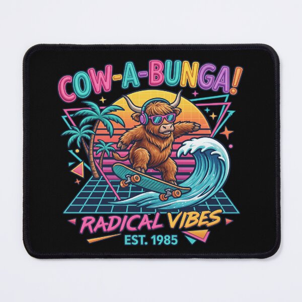 Item preview, Retro Surfing highland Cow designed and sold by TeeARTHY.