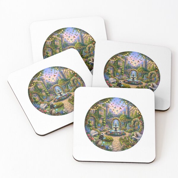 Item preview, Castle Courtyard Garden | Enchanted Castle Garden | Fantasy Garden | Woodland Animals | Fairytale Courtyard | Cozy Fantasy Art designed and sold by MrDev.