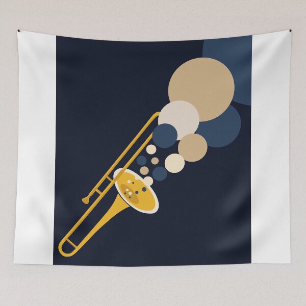Item preview, Abstract Trombone Music Art | Bauhaus Jazz Print | Mid-Century Modern Brass Instrument Print | Minimalist Geometric Decor designed and sold by Studio pod Burom.