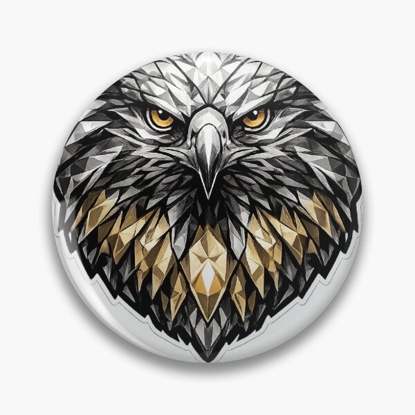 Item preview, Geometric Golden Eagle Head | Low Poly Wildlife Vector | Black & White Eagle Sticker designed and sold by DesertInkArt.