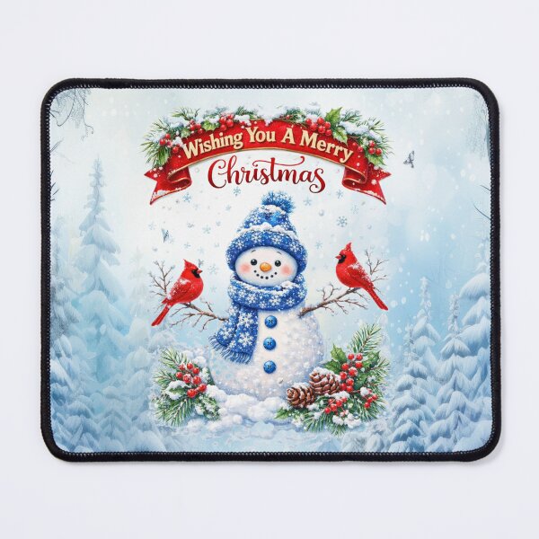 Item preview, Vintage - Wishing You a Merry Christmas Snowman with Cardinals designed and sold by MysticOzzy.