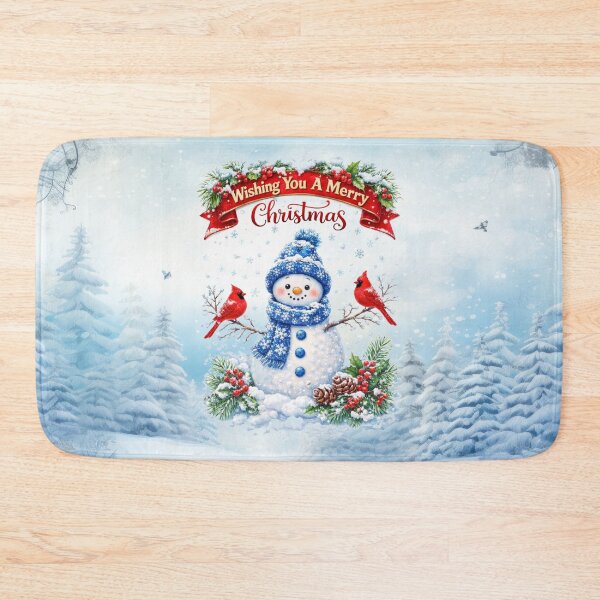 Item preview, Vintage - Wishing You a Merry Christmas Snowman with Cardinals designed and sold by MysticOzzy.