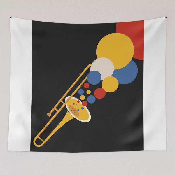 Item preview, Colorful Abstract Trombone Art | Bauhaus Jazz Print | Mid-Century Modern Music Print | Geometric Brass Instrument Decor designed and sold by Studio pod Burom.