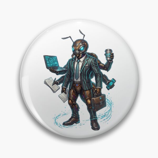 Item preview, Cyber Ant Office Worker — Biomechanical Business Art designed and sold by CalmFrameArt.