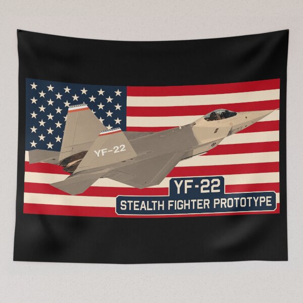 Item preview, YF-22 Stealth Fighter Jet Prototype American Flag designed and sold by MilitaryMart.