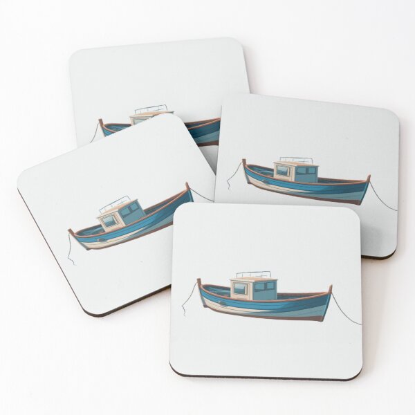 Item preview, blue and white fishing boat designed and sold by 123ks.