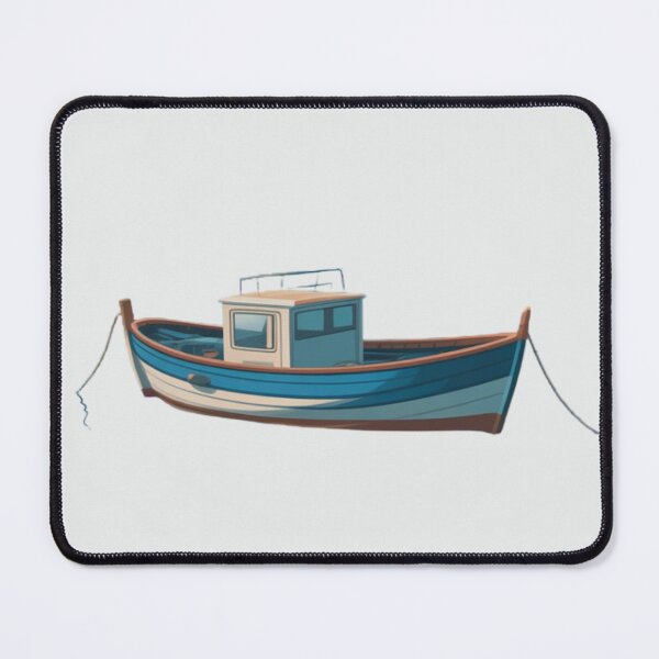 Item preview, blue and white fishing boat designed and sold by 123ks.
