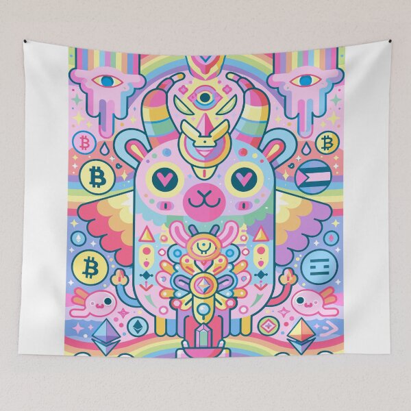 Item preview, Psychedelic Cosmic Crypto Creature Rainbow Dream designed and sold by Romgora.