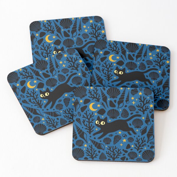 Item preview, Cat and seashells at night designed and sold by Piktart.