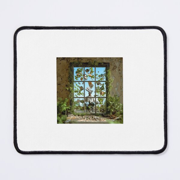 Item preview, Conceptual Art: Deep Reflection Amidst Flying Leaves and Objects in an Overgrown Window designed and sold by BigD shop.