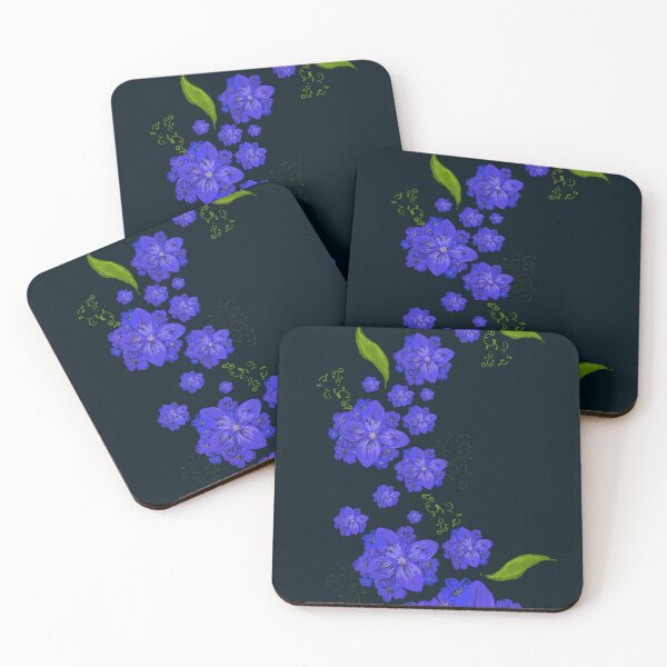 Item preview, Midnight Lapis Cascade – Floating Blue Floral Stream designed and sold by Arabesque.fromSadia.
