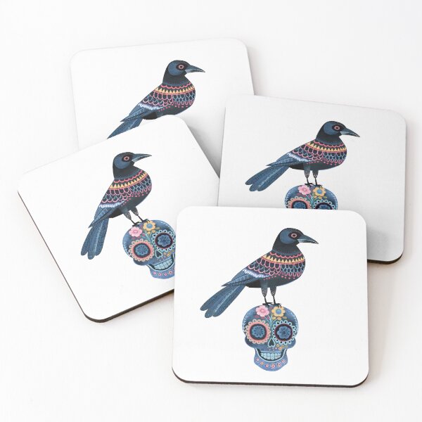 Item preview, Scandinavian Folk Art, Raven Standing On a Skull designed and sold by xiao xuans.