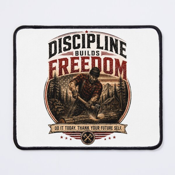 Item preview, Discipline Builds Freedom - Vintage Lumberjack Motivation T-Shirt designed and sold by DomKo10.