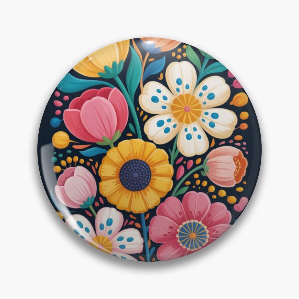 Item preview, A vibrant folk art-style floral illustration featuring large, stylized blooms arranged in a dense, overlapping composition  designed and sold by 123ks.