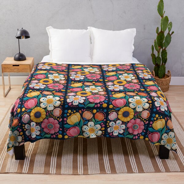 Item preview, A vibrant folk art-style floral illustration featuring large, stylized blooms arranged in a dense, overlapping composition designed and sold by 123ks.