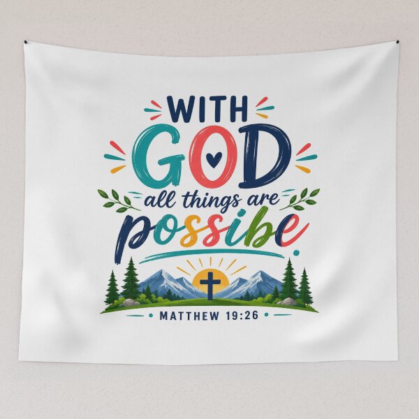 Item preview, With God All Things Are Possible | Matthew 19:26 | Christian Inspirational Quotes | Colorful Faith Design designed and sold by MARSHORY.
