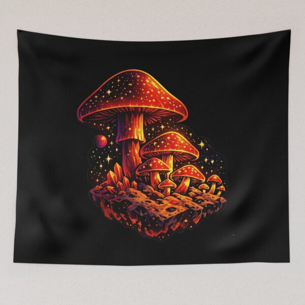 Item preview, Starlit Ember Mushrooms on an Alien World  designed and sold by Sketchlegacy.
