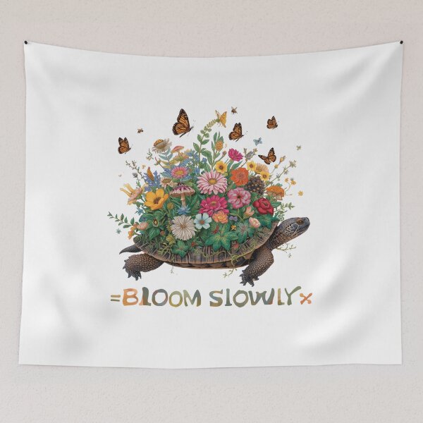 Item preview,  Bloom Slowly | Whimsical Turtle Botanical Garden Illustration designed and sold by catcurio.