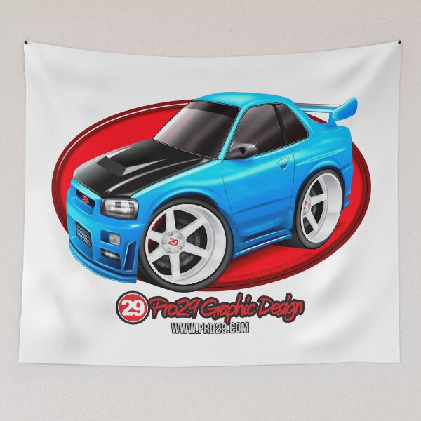 Item preview, R34 Style Cartoon JDM Tuner Car designed and sold by Pro29Graphics.