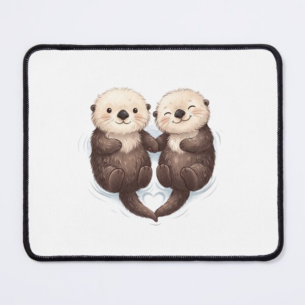 Item preview, Cute Holding Hands Sea Otters Heart Love Couple Watercolor Art designed and sold by Pavnud.