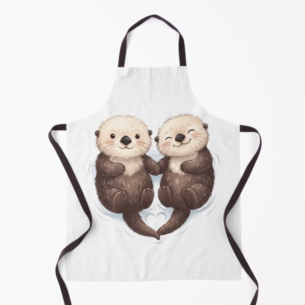 Item preview, Cute Holding Hands Sea Otters Heart Love Couple Watercolor Art designed and sold by Pavnud.