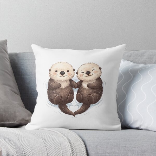 Item preview, Cute Holding Hands Sea Otters Heart Love Couple Watercolor Art designed and sold by Pavnud.