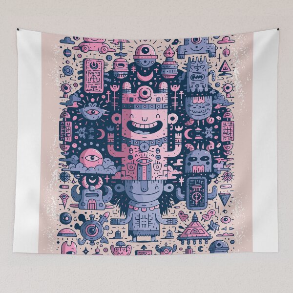 Item preview, Whimsical Abstract Doodle Creature Universe Illustration designed and sold by Romgora.