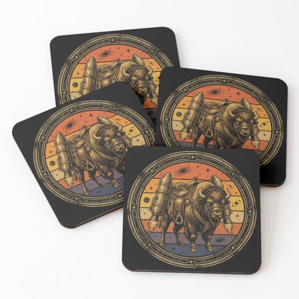 Item preview, Retro Rocket Booster Bison Vintage Badge designed and sold by DuckOddity.