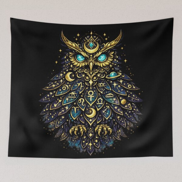 Item preview, Celestial Zodiac Owl Astrology T-Shirt | Mystical Moon Galaxy Bird Design designed and sold by irfanshikh.