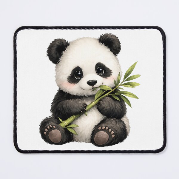 Item preview, Cute Baby Panda with Bamboo – Kawaii Animal Art designed and sold by Sasas Design.