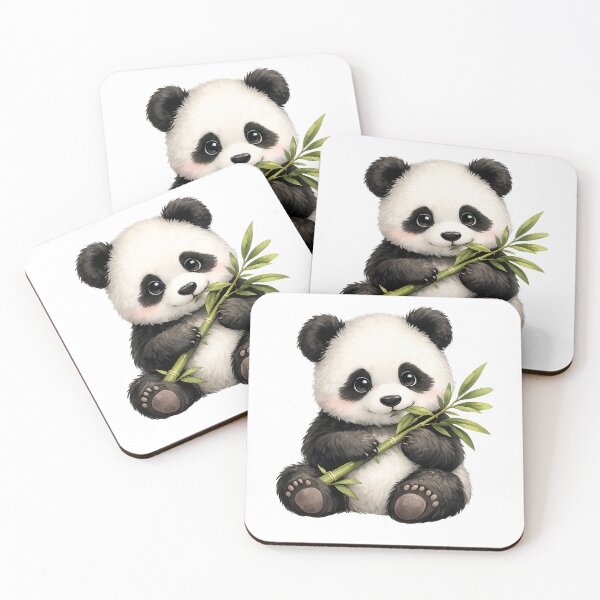 Item preview, Cute Baby Panda with Bamboo – Kawaii Animal Art designed and sold by Sasas Design.