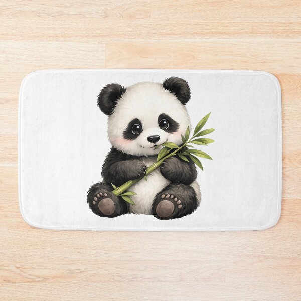 Item preview, Cute Baby Panda with Bamboo – Kawaii Animal Art designed and sold by Sasas Design.