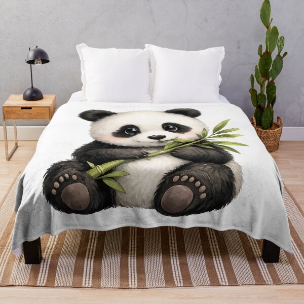 Item preview, Cute Baby Panda with Bamboo – Kawaii Animal Art designed and sold by Sasas Design.