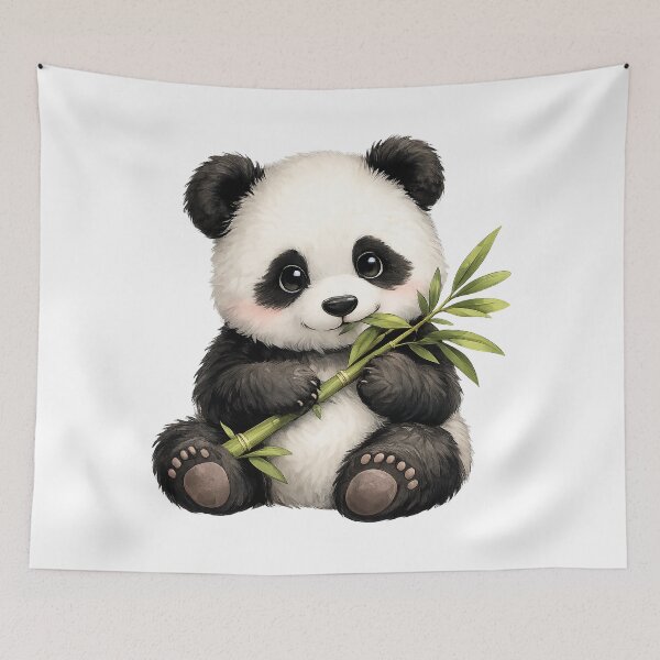 Item preview, Cute Baby Panda with Bamboo – Kawaii Animal Art designed and sold by Sasas Design.