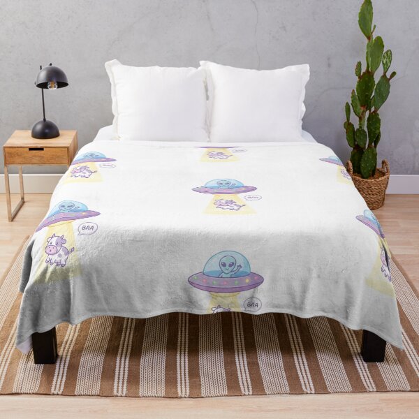 Item preview, Cute UFO Abducting Confused Cow Pastel Kawaii Alien Art designed and sold by Pavnud.