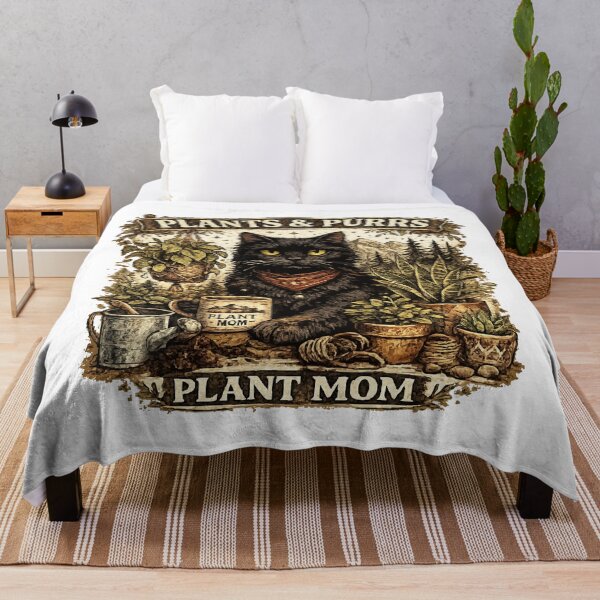 Item preview, Plants & Purrs Plant Mom Funny Black Cat Vintage T-Shirt Stickers designed and sold by Sunday.Supply.