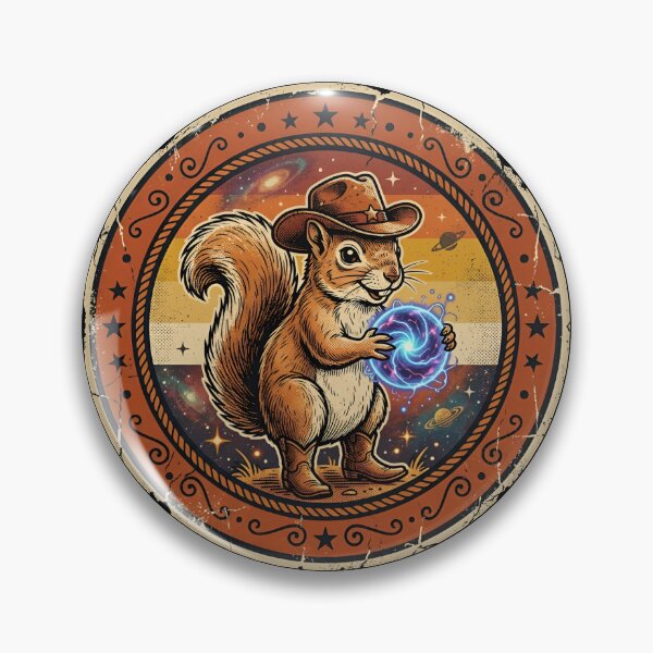Item preview, Retro Plasma Nut Cowboy Squirrel Vintage Badge designed and sold by DuckOddity.