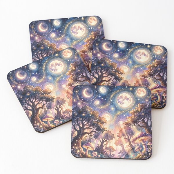 Item preview, Celestial Moonlit Mushroom Forest Dreams designed and sold by Storybook Botanica.