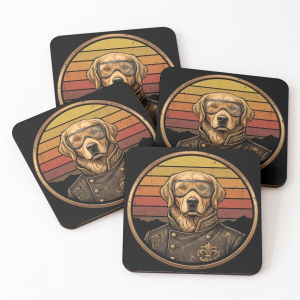 Item preview, Retro Stagecoach Aviator Golden Retriever Vintage Badge designed and sold by DuckOddity.