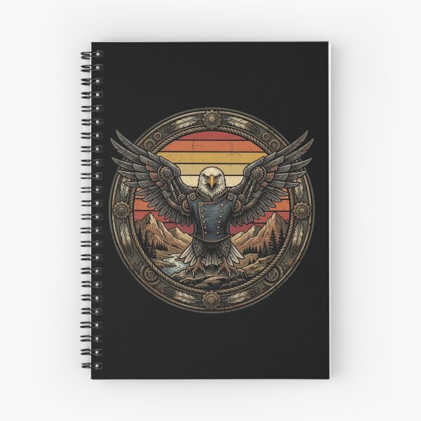 Item preview, Retro Cybernetic Wings Eagle Vintage Badge designed and sold by DuckOddity.