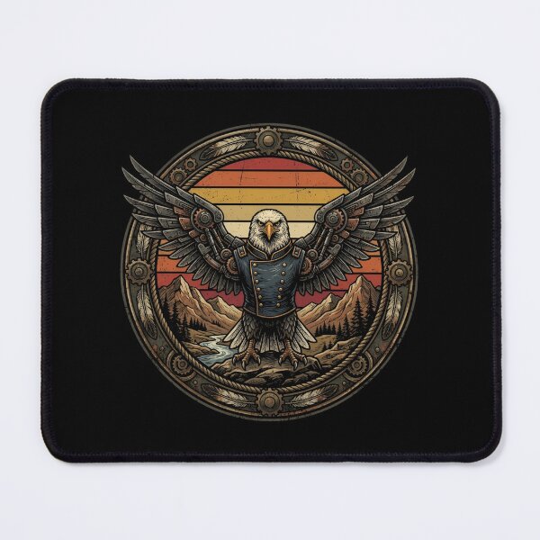 Item preview, Retro Cybernetic Wings Eagle Vintage Badge designed and sold by DuckOddity.