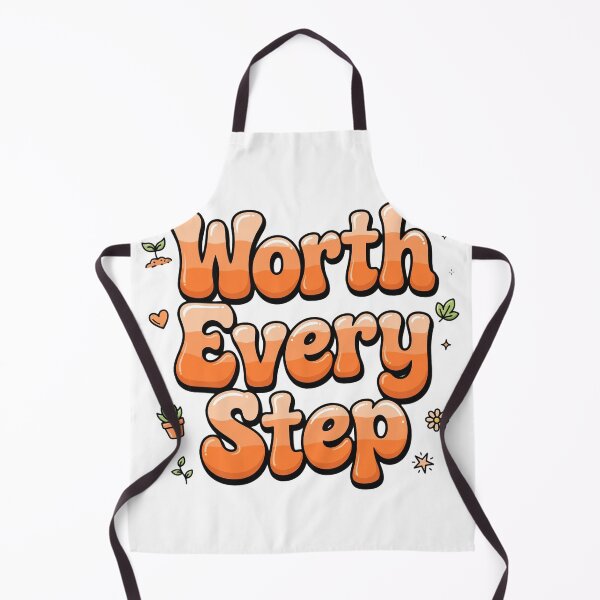 Item preview, Worth Every Step Groovy Retro Motivational Orange Bubble Lettering Plant Doodles designed and sold by AuraVibesArts .