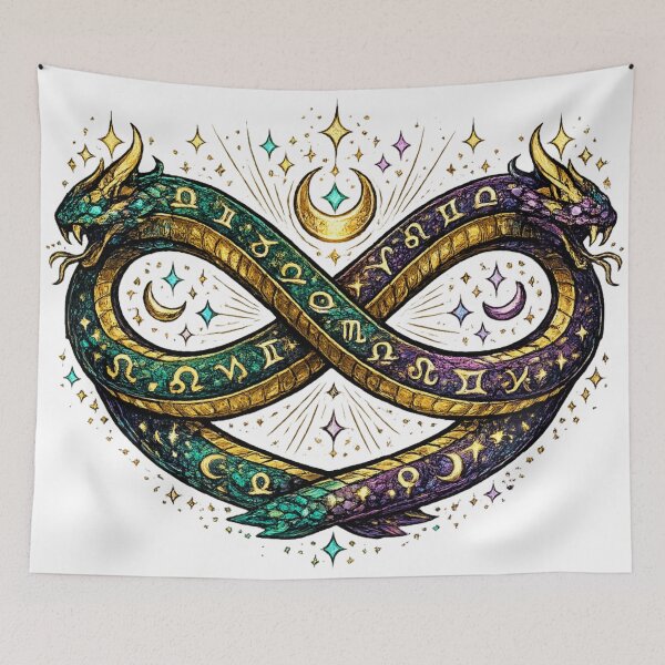 Item preview, Infinity Zodiac Serpents Astrology T-Shirt | Cosmic Twin Snake Galaxy Design designed and sold by irfanshikh.