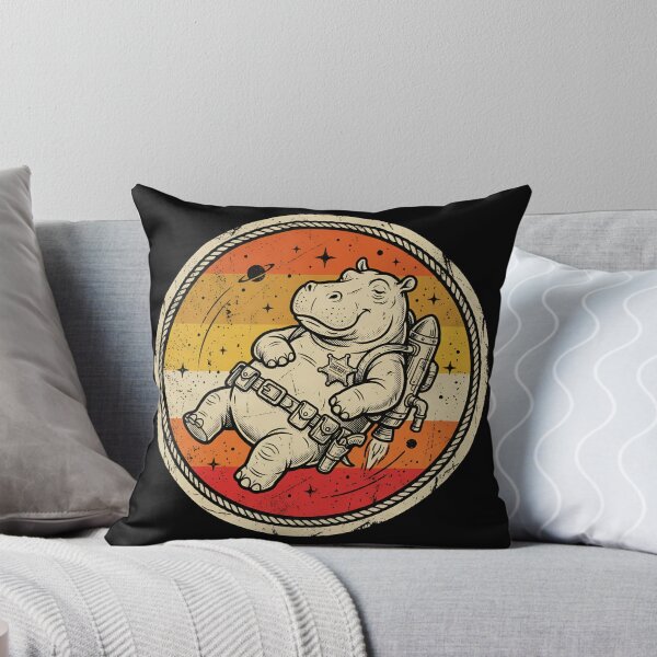 Item preview, Retro Zero Gravity Jetpack Hippo Vintage Badge designed and sold by DuckOddity.