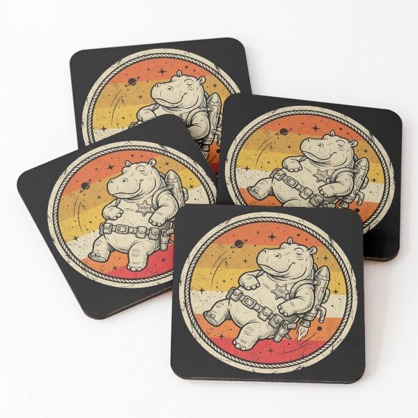 Item preview, Retro Zero Gravity Jetpack Hippo Vintage Badge designed and sold by DuckOddity.