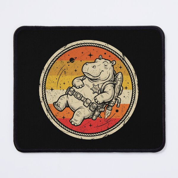 Item preview, Retro Zero Gravity Jetpack Hippo Vintage Badge designed and sold by DuckOddity.
